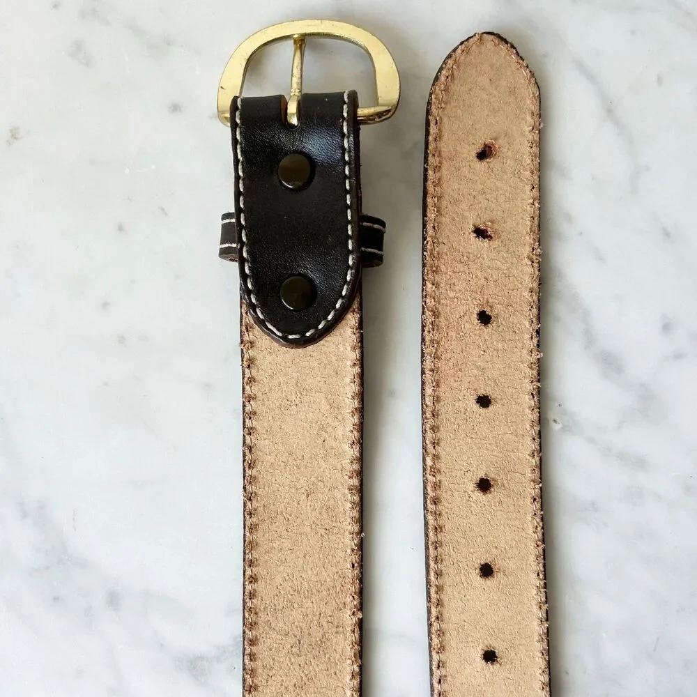 Vintage Western Tooled Leather Belt Cowboy Style with Brass Buckle-Men's Size 26
